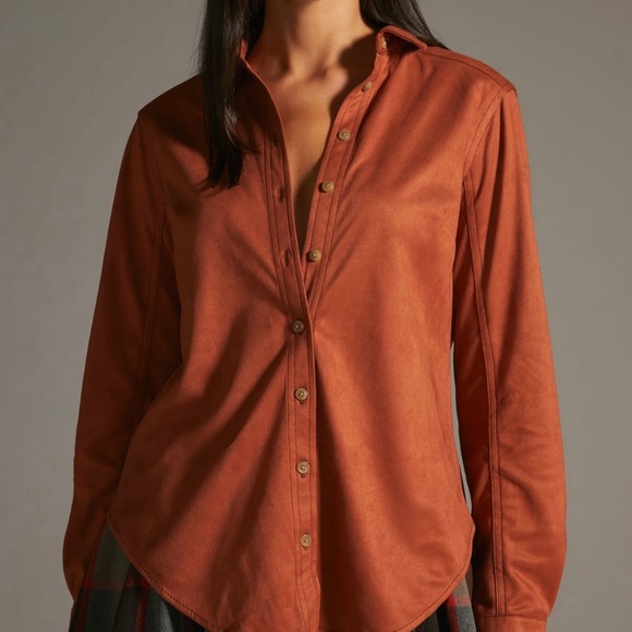 Pilcro Suede Button Down - Cedar / Size Small - Picture 1 of 3